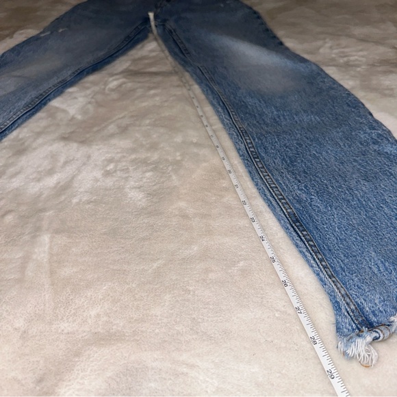 Abercrombie & Fitch High Rise Distressed Patch Straight Leg Denim Jeans Size 24 - Picture 13 of 13